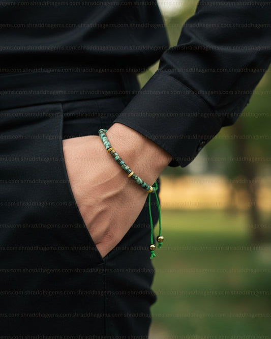 Natural African Turquoise Braided Bracelet – Handmade Crystal Healing Stone for Wisdom, Growth & Positive Energy
