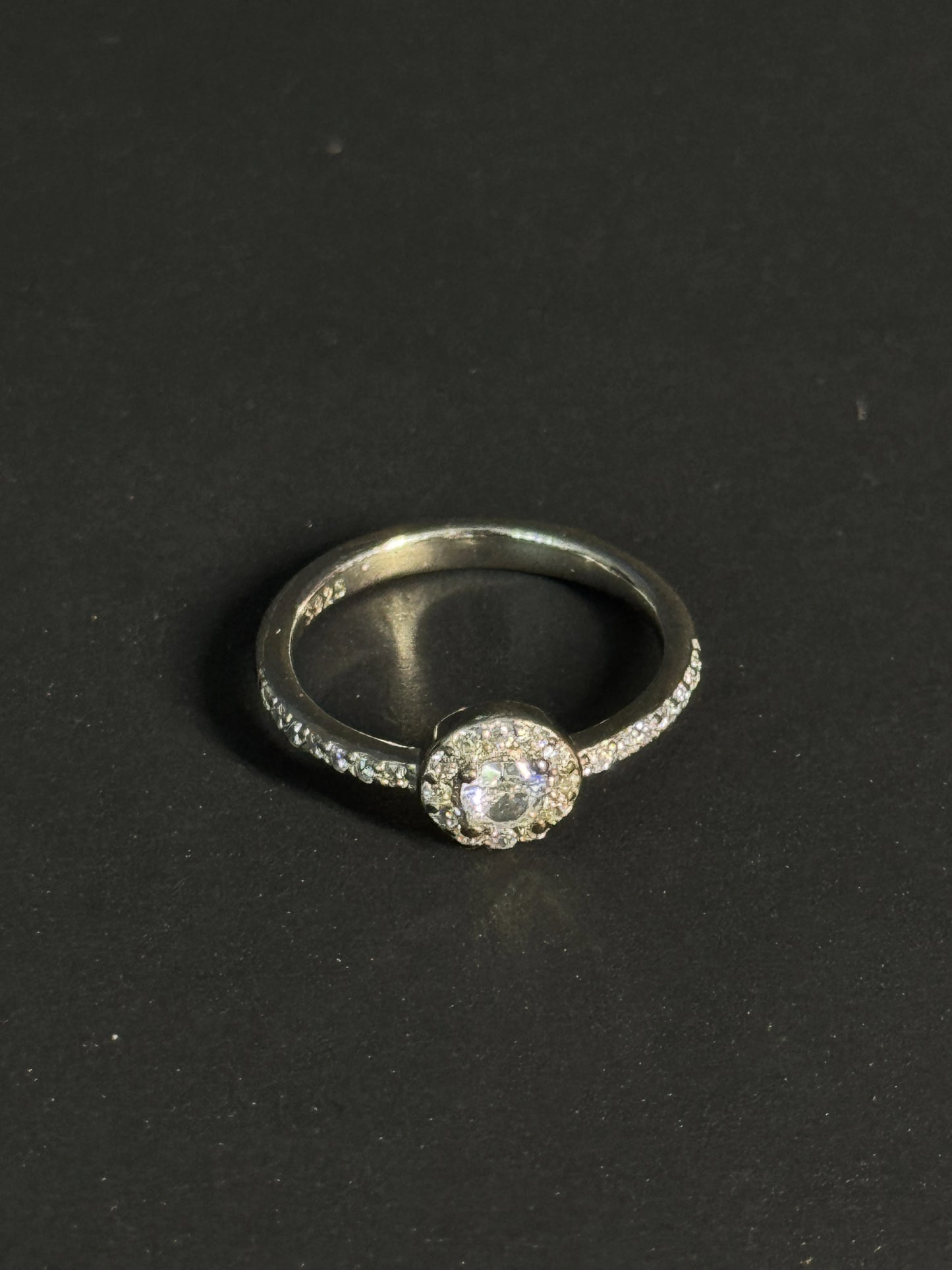 Natural White Topaz Petite Halo Ring – 925 Sterling Silver Minimalist Promise Ring