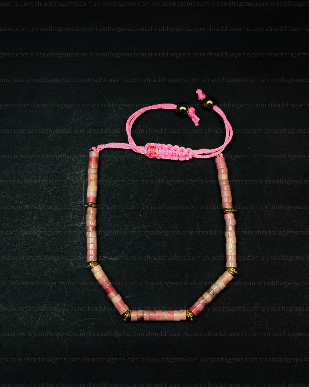 Rhodochrosite Braided Crystal Bracelet