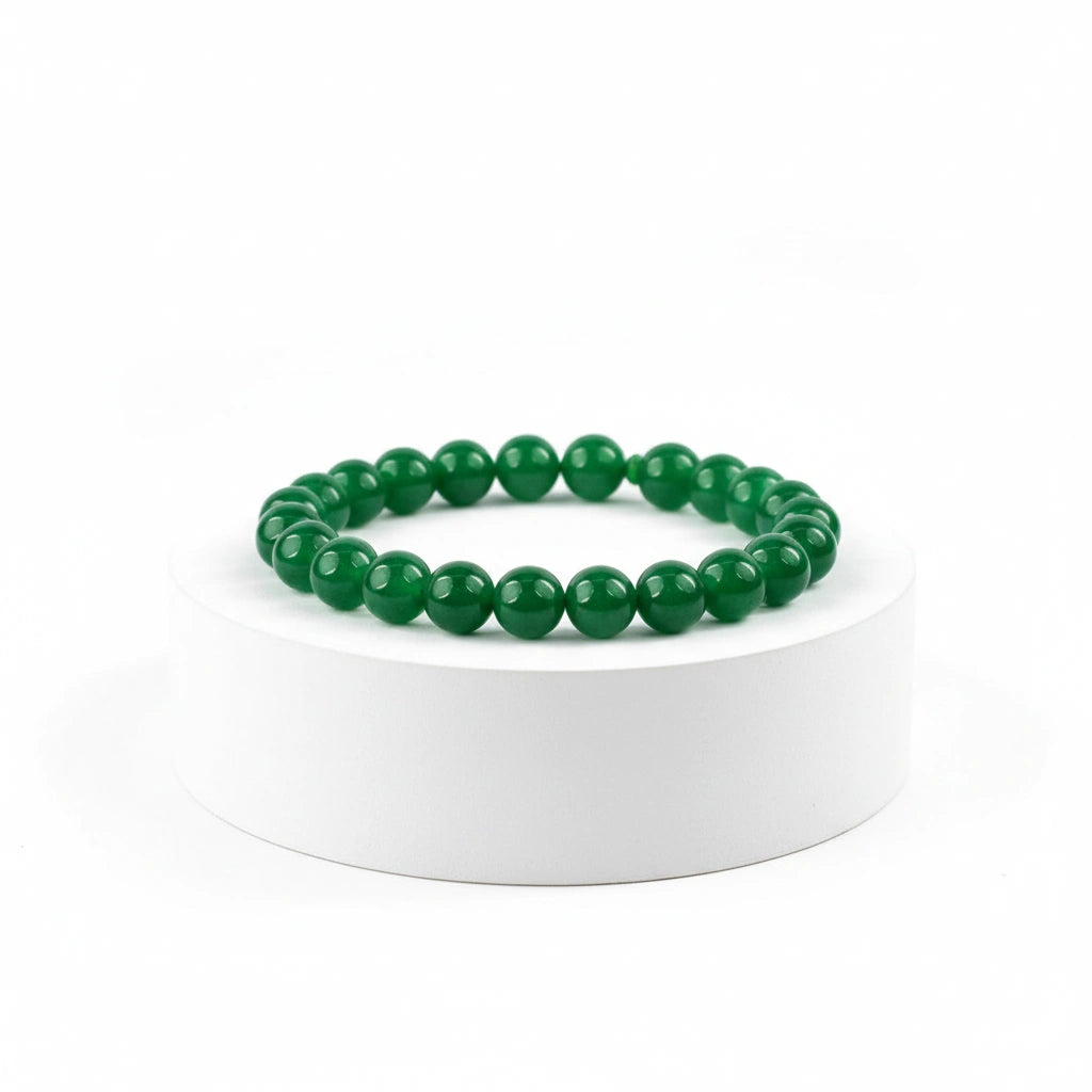 Attract luck and prosperity with this Natural Green Jade beaded bracelet. Handcrafted with premium 8mm green gemstones for harmony and abundance.