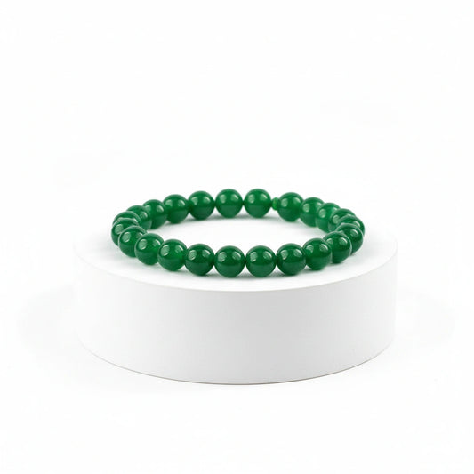 Attract luck and prosperity with this Natural Green Jade beaded bracelet. Handcrafted with premium 8mm green gemstones for harmony and abundance.