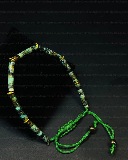 Natural African Turquoise Braided Bracelet – Handmade Crystal Healing Stone for Wisdom, Growth & Positive Energy