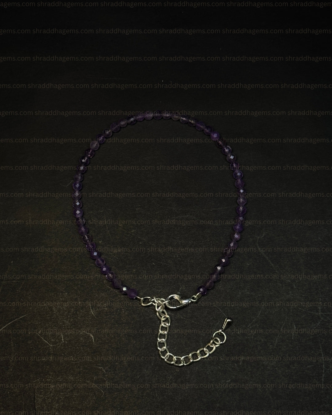 Natural Amethyst Anklet | Genuine Crystal for Calm & Spiritual Protection