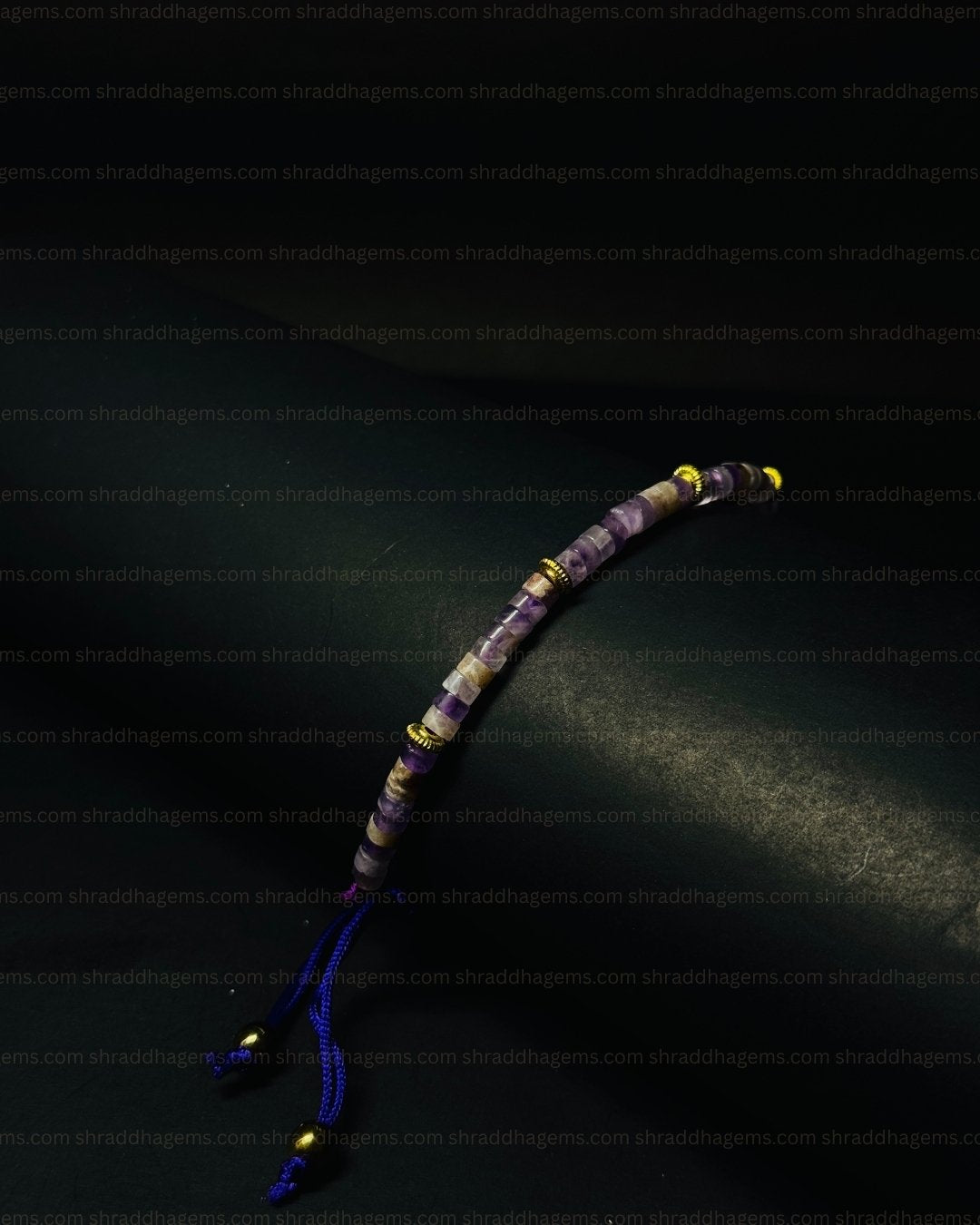 Natural Amethyst Braided Bracelet – Handmade Healing Crystal for Calmness, Protection & Positive Energy