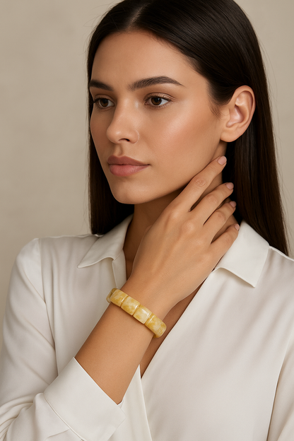 Certified Natural Citrine Crystal Bracelet – Handmade Yellow Gemstone Jewelry for Wealth, Prosperity & Positive Energy