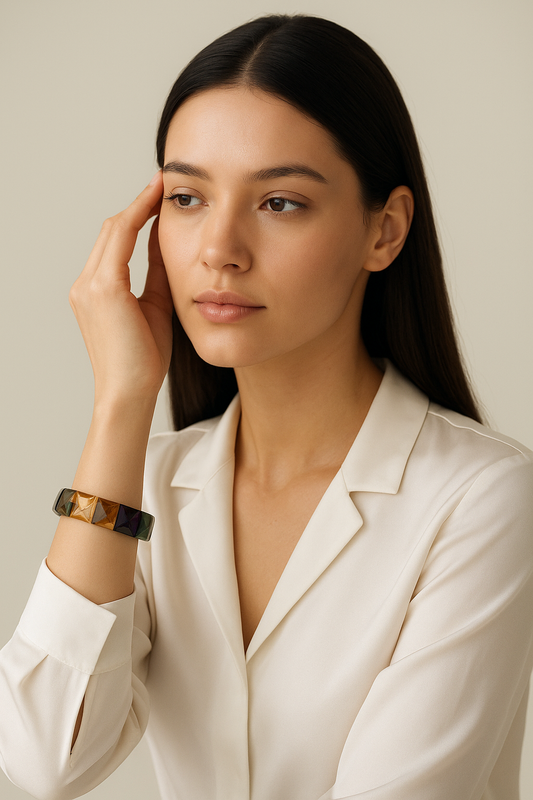 “Certified Natural Fluorite Crystal Bracelet – Multicolor Healing Gemstone Jewelry for Focus, Positivity & Protection”