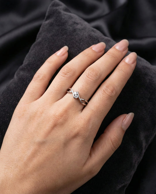 Natural White Topaz Two-Stone Ring – 925 Sterling Silver Bypass Promise Ring | Toi et Moi Style