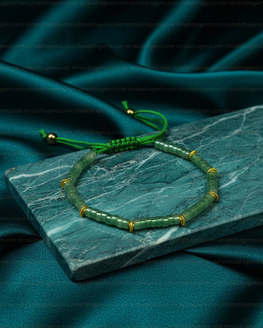 Natural Green Aventurine Braided Bracelet – Crystal for Luck, Prosperity, Healing & Heart Chakra Balance