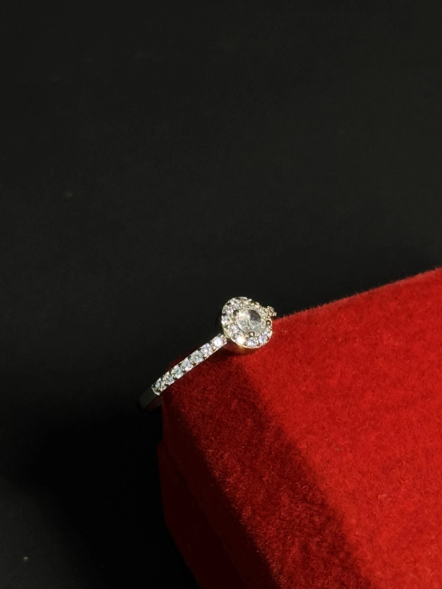 Natural White Topaz Petite Halo Ring – 925 Sterling Silver Minimalist Promise Ring