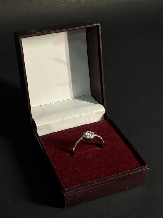 Natural White Topaz Petite Halo Ring – 925 Sterling Silver Minimalist Promise Ring