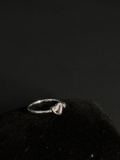 Natural White Topaz Open Heart Ring – 925 Sterling Silver Adjustable Wrap | Romantic Promise Gift