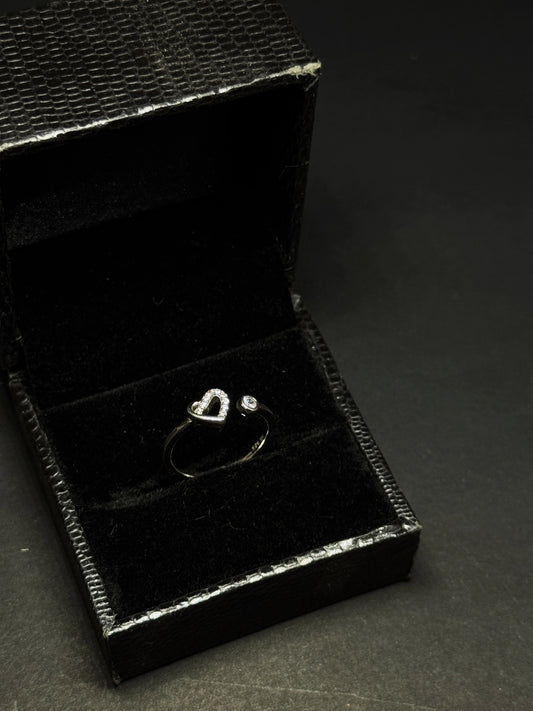 Natural White Topaz Open Heart Ring – 925 Sterling Silver Adjustable Wrap | Romantic Promise Gift