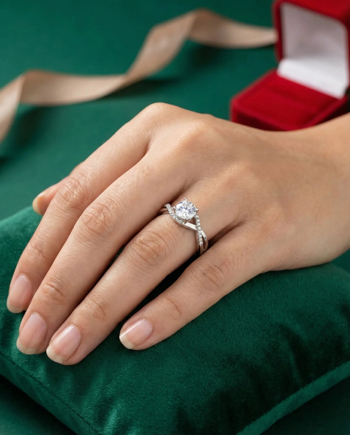 Natural White Topaz Twisted Solitaire Ring – 925 Sterling Silver Bypass Engagement Ring