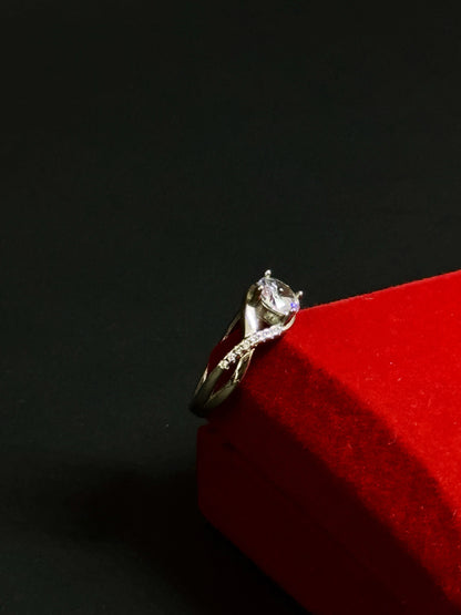 Natural White Topaz Twisted Solitaire Ring – 925 Sterling Silver Bypass Engagement Ring