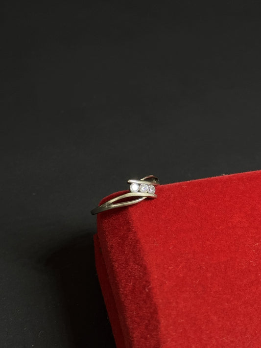 Natural White Topaz Two-Stone Ring – 925 Sterling Silver Bypass Promise Ring | Toi et Moi Style