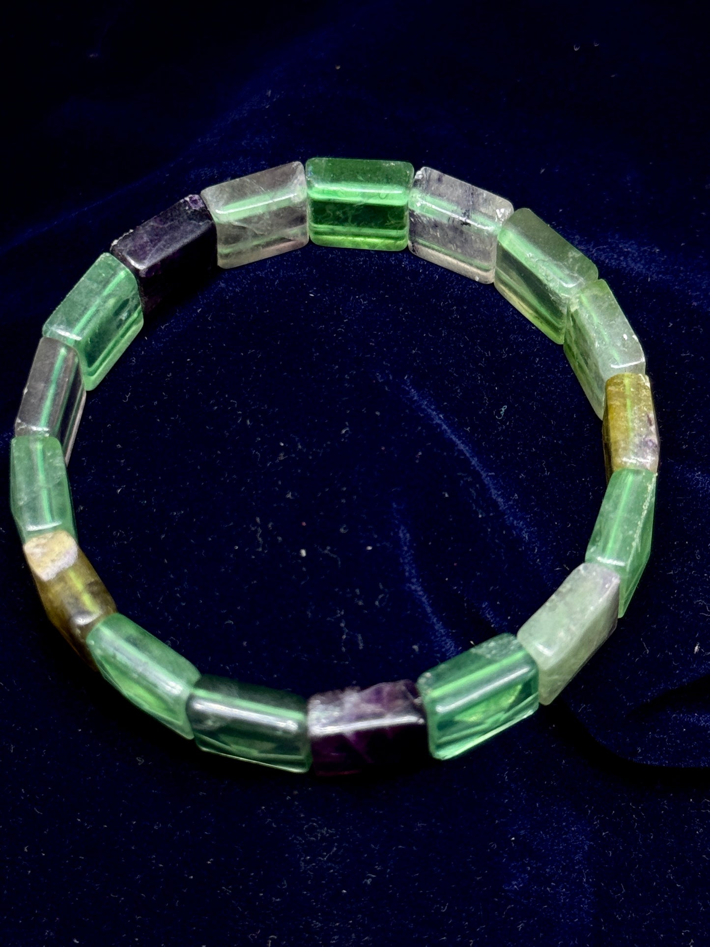 “Certified Natural Fluorite Crystal Bracelet – Multicolor Healing Gemstone Jewelry for Focus, Positivity & Protection”