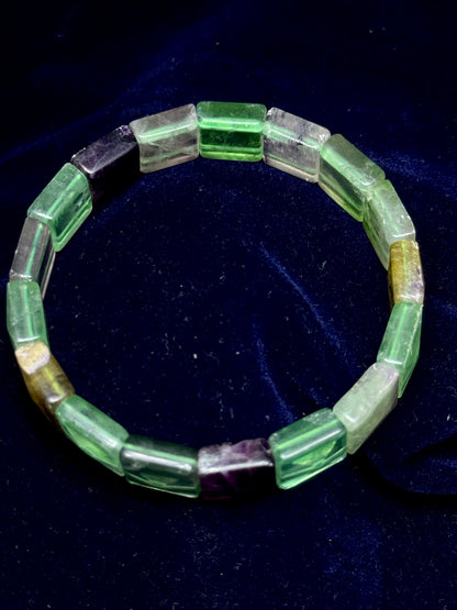 “Certified Natural Fluorite Crystal Bracelet – Multicolor Healing Gemstone Jewelry for Focus, Positivity & Protection”