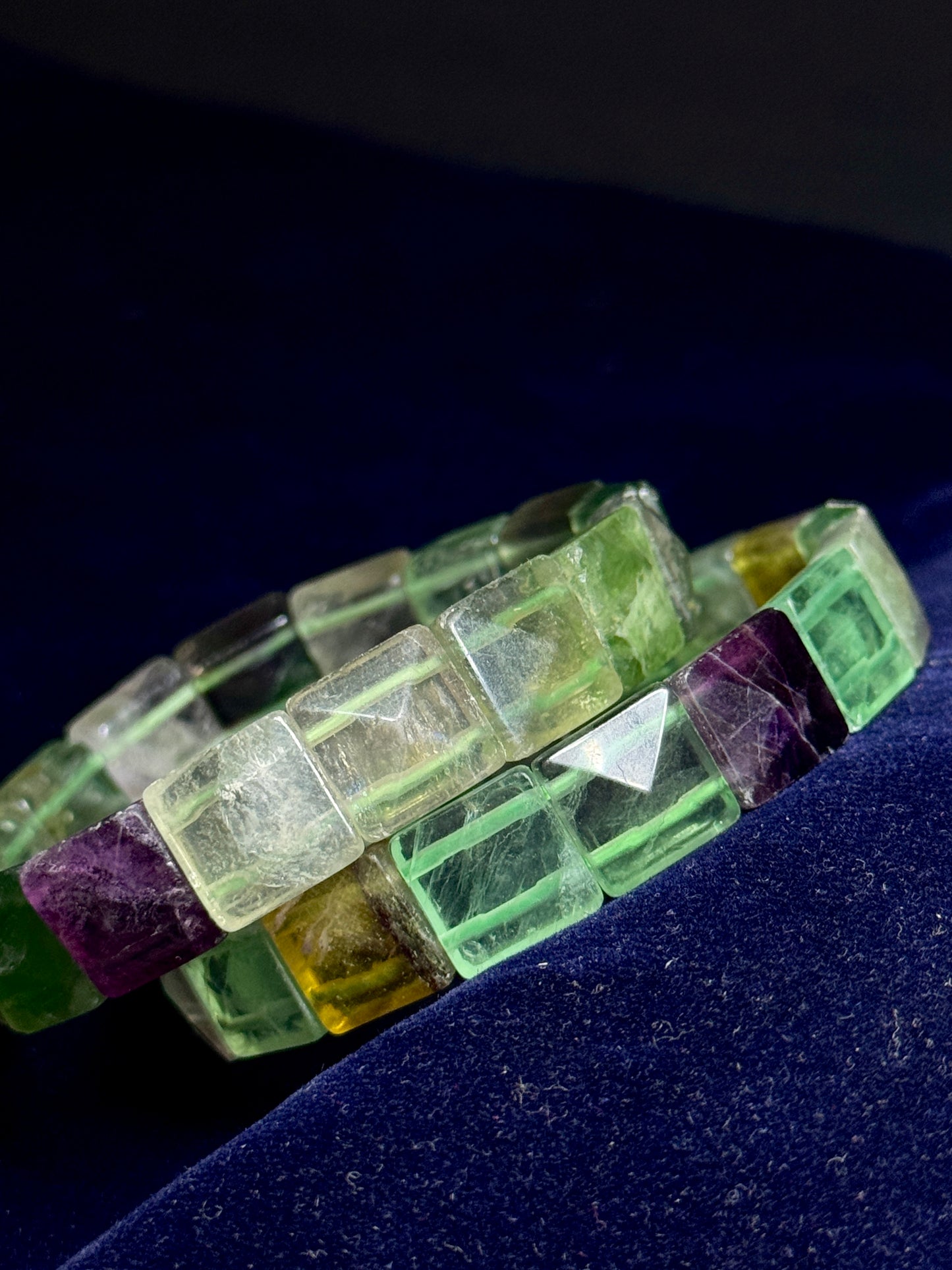 “Certified Natural Fluorite Crystal Bracelet – Multicolor Healing Gemstone Jewelry for Focus, Positivity & Protection”