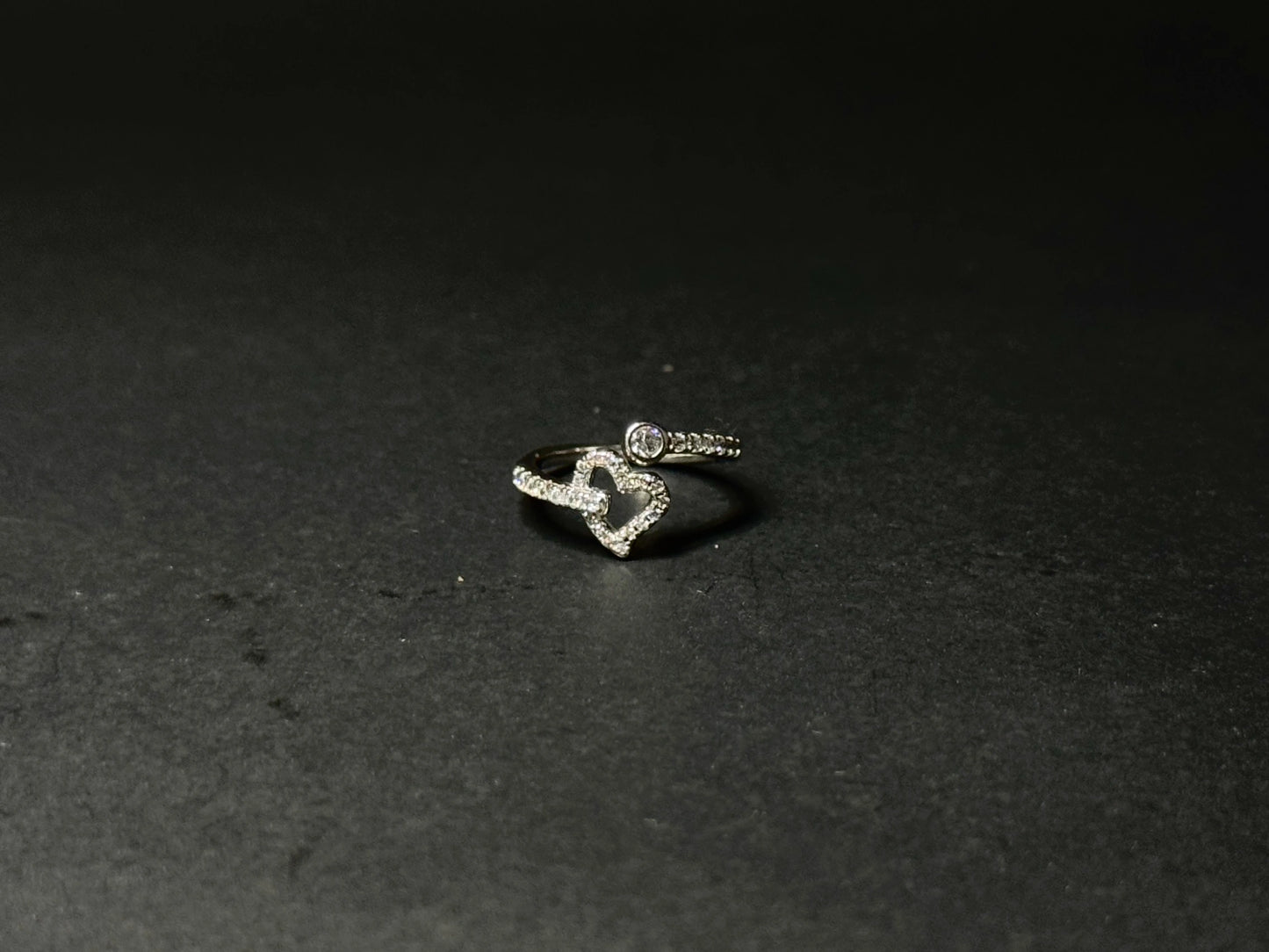 Natural White Topaz Pave Heart Wrap Ring – 925 Sterling Silver Adjustable Toi et Moi