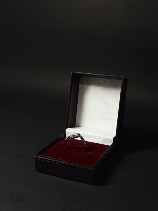 Natural White Topaz Pave Heart Wrap Ring – 925 Sterling Silver Adjustable Toi et Moi