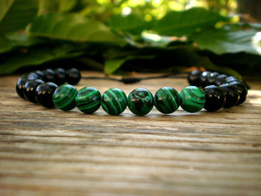Green&Black Bond Stone Bracelet for men's Fashion & style
