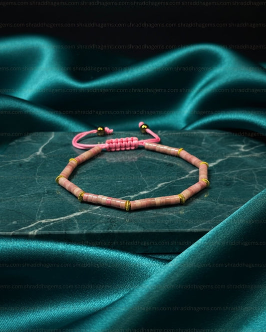 Rhodochrosite Braided Crystal Bracelet