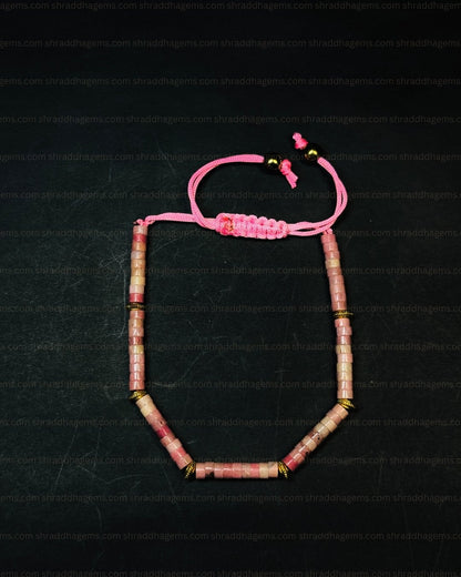 Rhodochrosite Braided Crystal Bracelet