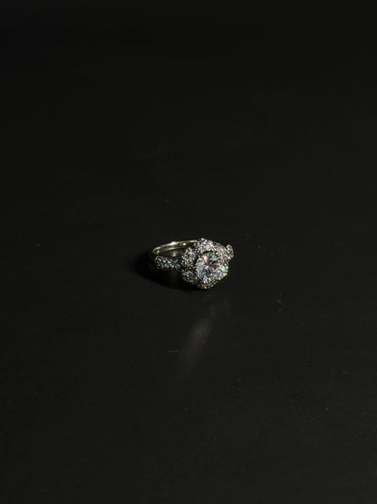 Natural White Topaz Floral Ring – 925 Sterling Silver Vintage Halo Cluster | Promise Ring