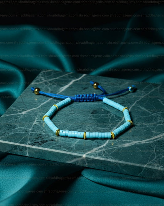 Natural Turquoise Crystal Braided Bracelet – Healing Stone Jewelry for Peace, Protection & Confidence